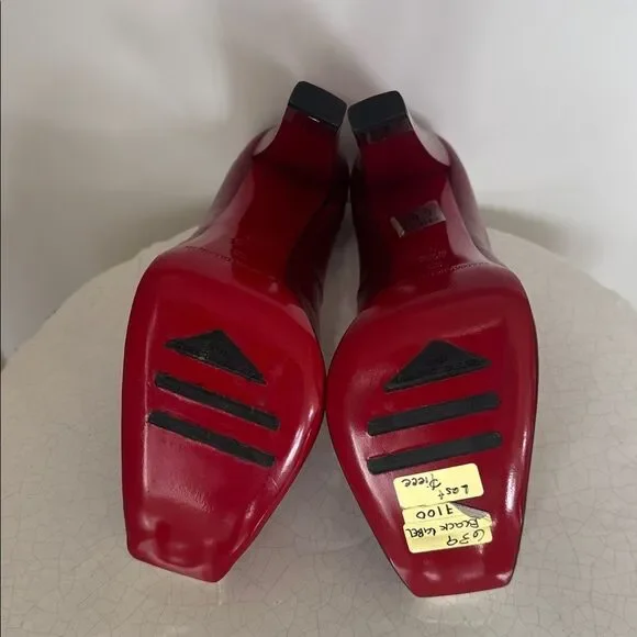 Gianmarco Lorenzi Bold Leather Red Heels Platform Square Toe Red Outsole Size 36 - Picture 8 of 14